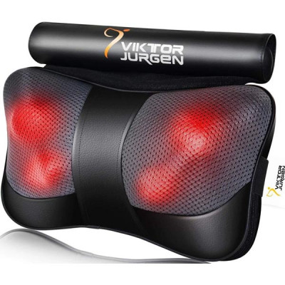 VIKTOR JURGEN Neck Massage Pillow Shiatsu Deep Kneading Shoulder Back and Foot Massager with Heat-Relaxation Gifts for Women/Men/Dad/Mom