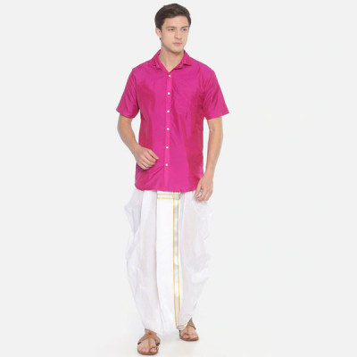 Men Pack Of 2 White Solid Readymade Cotton Dhoti Pants